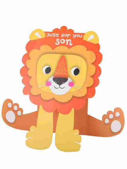 Happy Birthday Cute Lion Son Die Cut Design Greeting Card