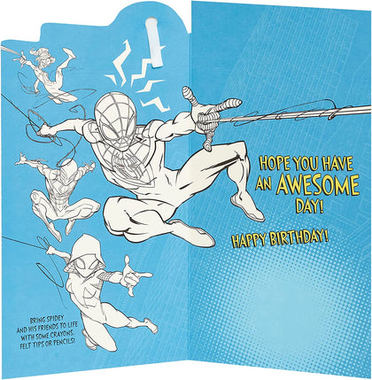 Marvel Spider Man 5th Birthday Card with Badge