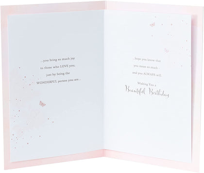 Beautiful Daughter Birthday Luxury Card with Sentimental Message Contemporary Pink Foil Design