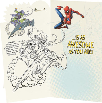 Marvel Spider Man 6th Birthday Card with Badge