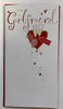 To My Girlfriend Wine Glass & Love Heart Valentine's Day Greeting Card