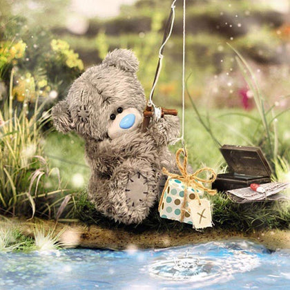 Me to You Bear Fishing Design 3D Holographic Birthday Card