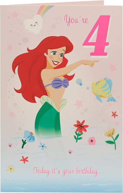 The Little Mermaid Ariel 4th Birthday Card