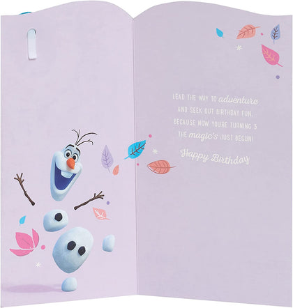 You're 3 Disney Frozen Princess Elsa Birthday Card with Badge