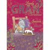 Lovely Gran Tatty Teddy Pouring Chocolate On Cake Design Christmas Card