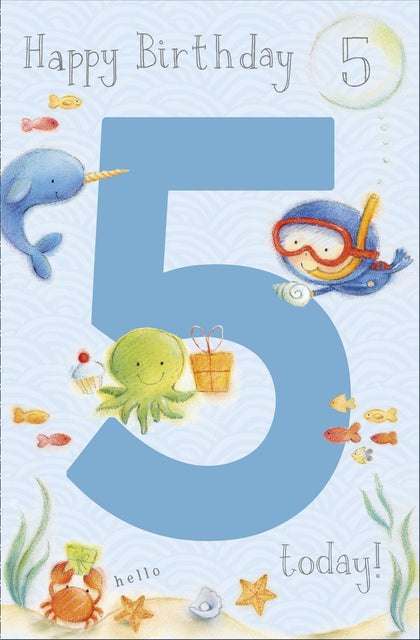 Fish Under The Sea Design Age 5th Birthday Card