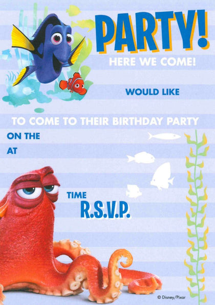 Pack of 20 Disney Finding Dory Party Invitations