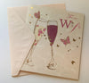 For My Wife Decoratived Champagne Glasses Design Wedding Anniversary Card